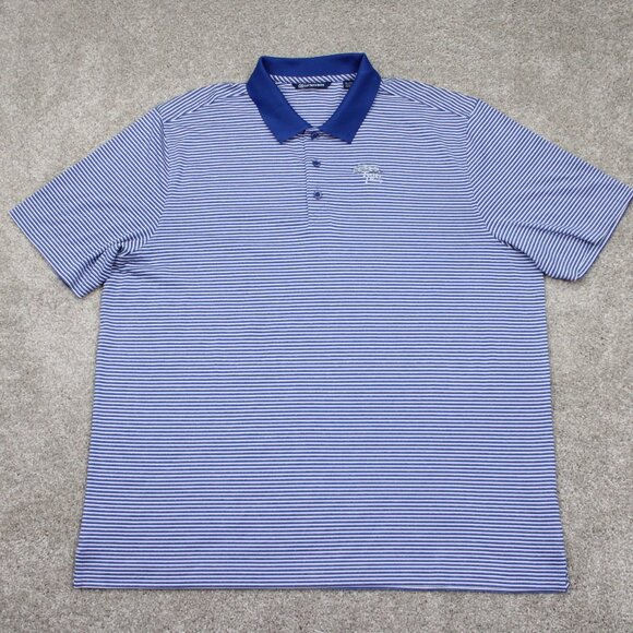 Cutter & Buck Polo Shirt Mens XL Blue/White Stretch S/S Golf Torrey Pines Logo - Picture 1 of 14